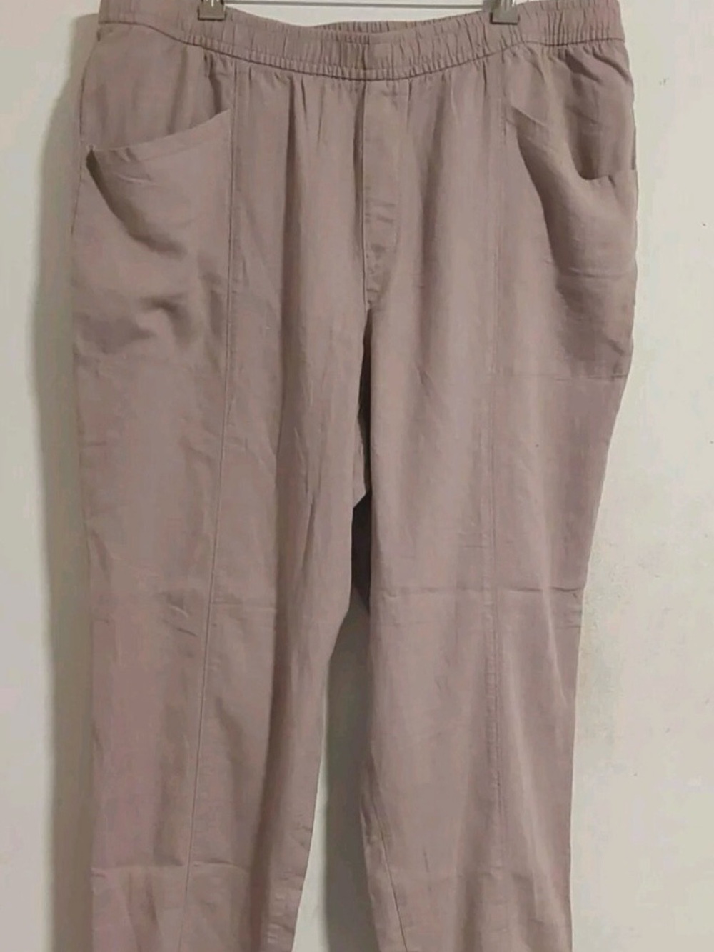 Old Navy Beige Linen Blend Drawstring Elastic-Waist Pants